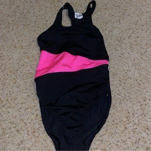 pink and black one piece